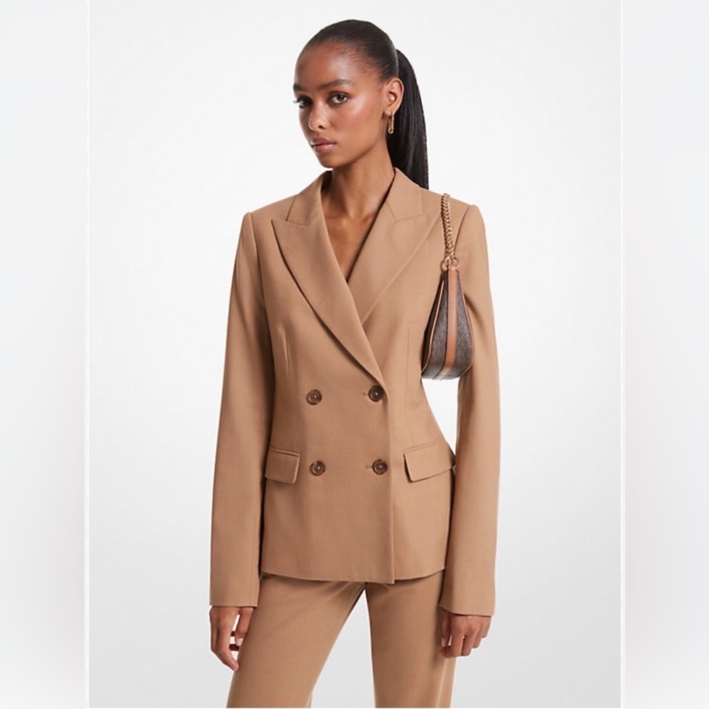 Michael Kors Stretch Wool Double-Breasted Blazer Size 4